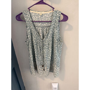 MASON & BELLE Green & White Floral Tank Top, Size M